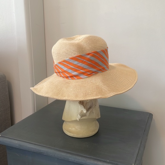 Uniqlo | Marimekko Women's Sun Hat with Orange & Grey Stripe Fabric Band - Picture 6 of 16
